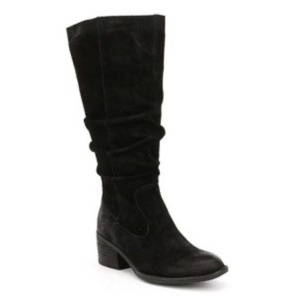 Born Doyle Suede Black Distressed Slouch Boots Size 6.5 - Picture 1 of 10